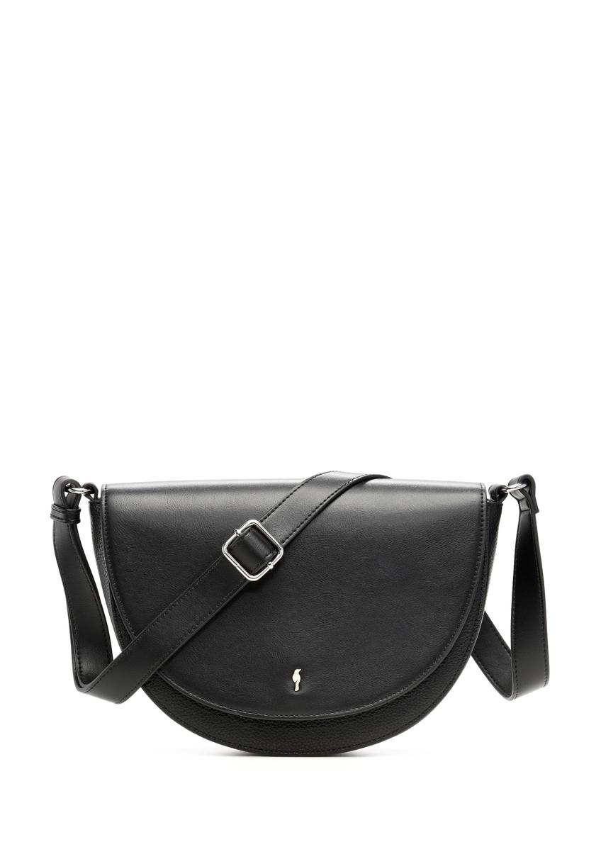 Black semi-circular women's messenger bag TOREC-1298-9I(Z26), front product view on white background.