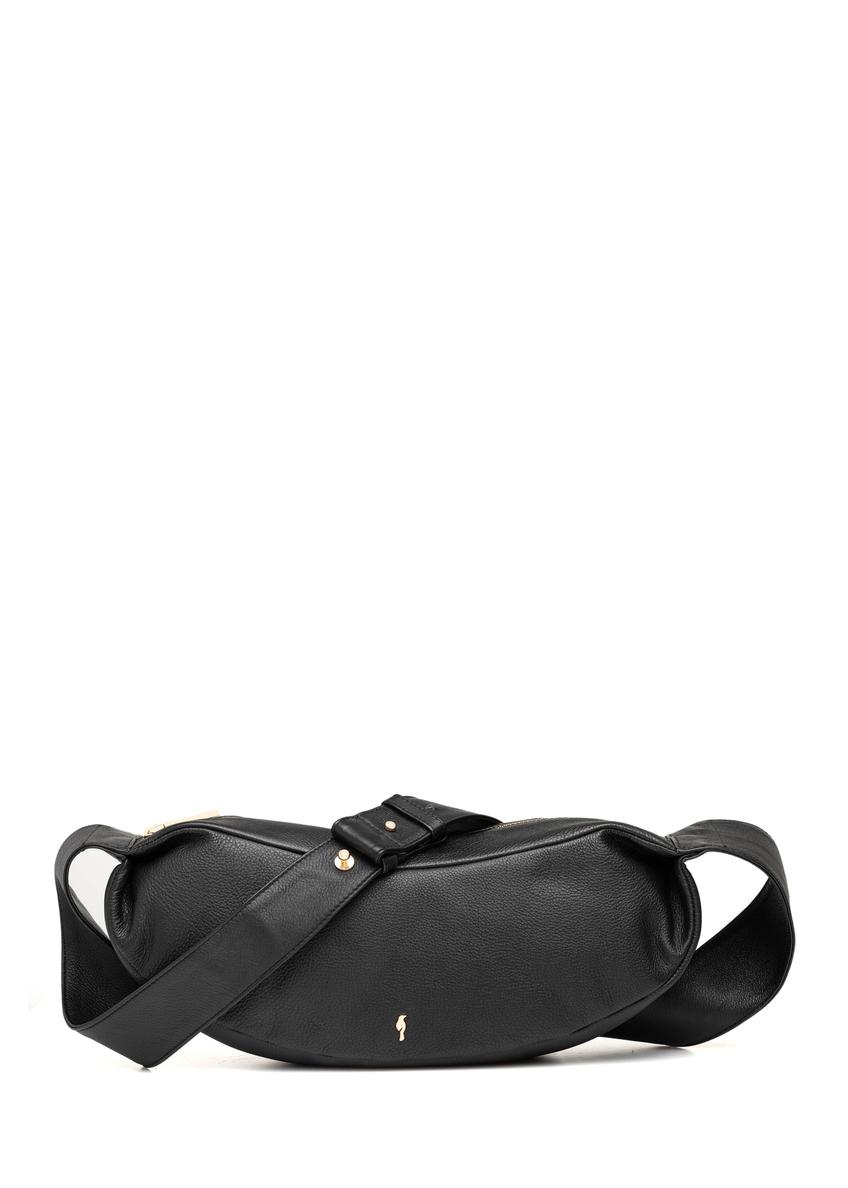 Black leather baguette-style handbag TORES-1238-99(W26)