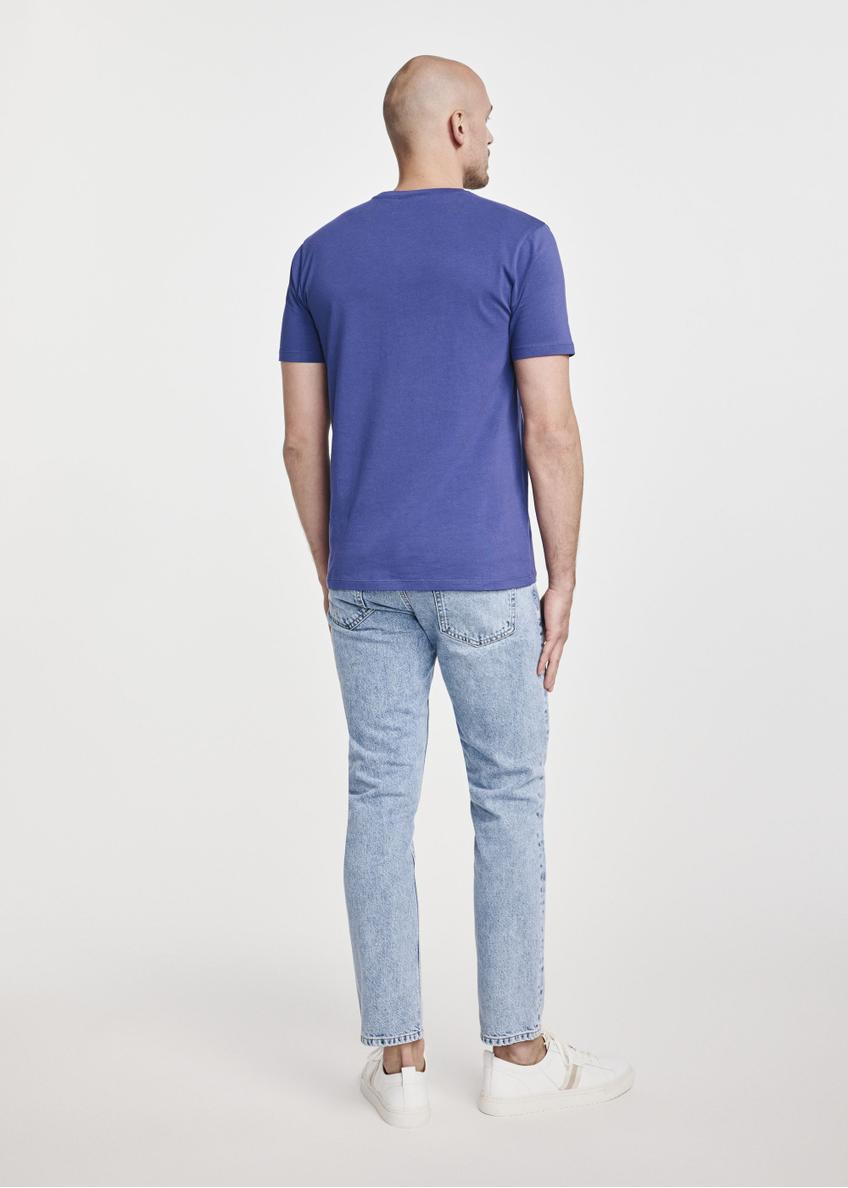 Blue cotton men's T-shirt TSHMT-0120-61(W25)