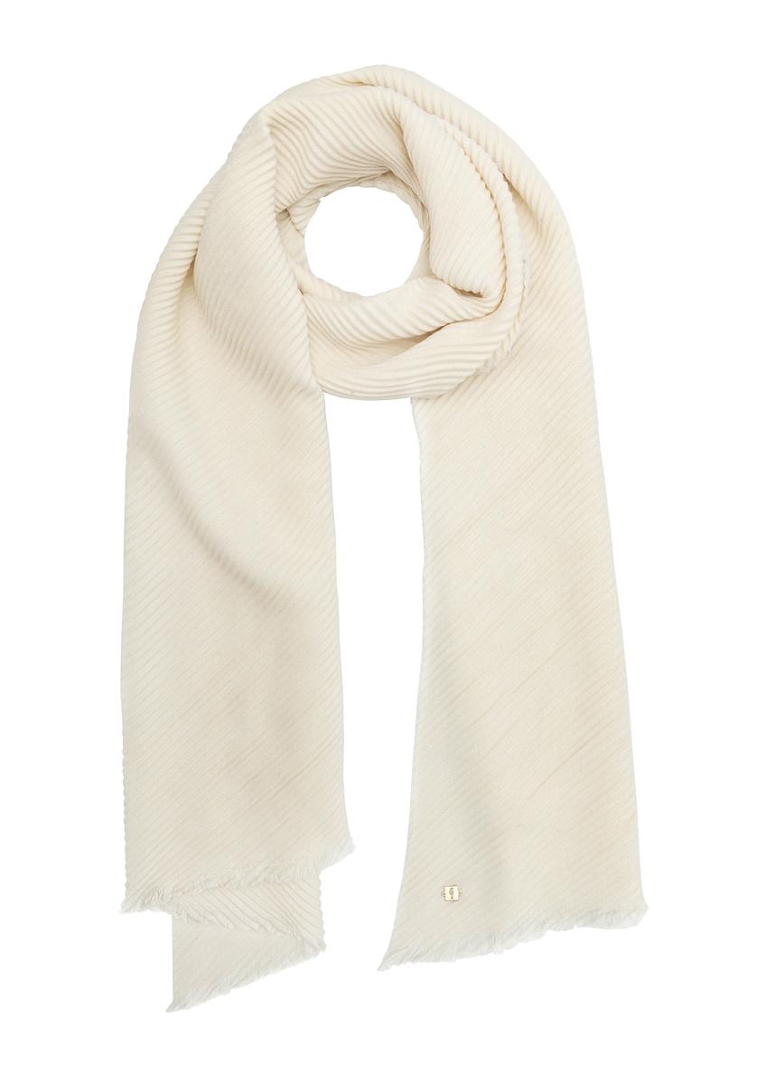 Light cream women's scarf SZADT-0179A-12(Z25), front product view on white background.