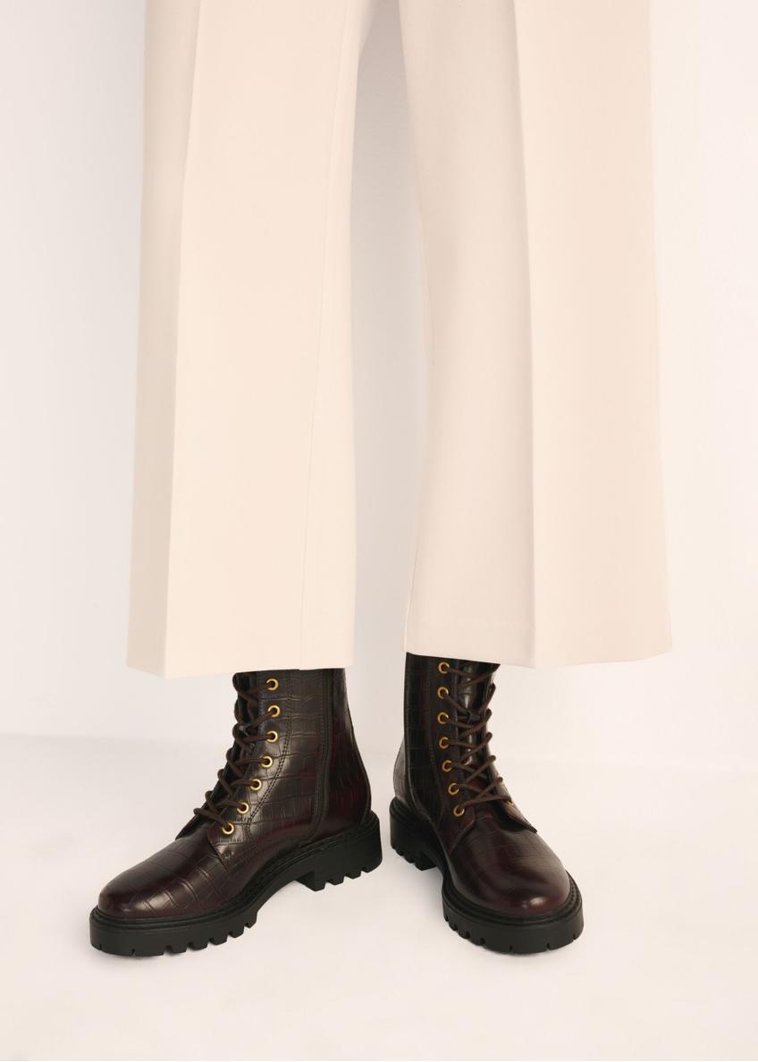 Burgundy croco women's ankle boots BUTYD-1192-4E(Z26)