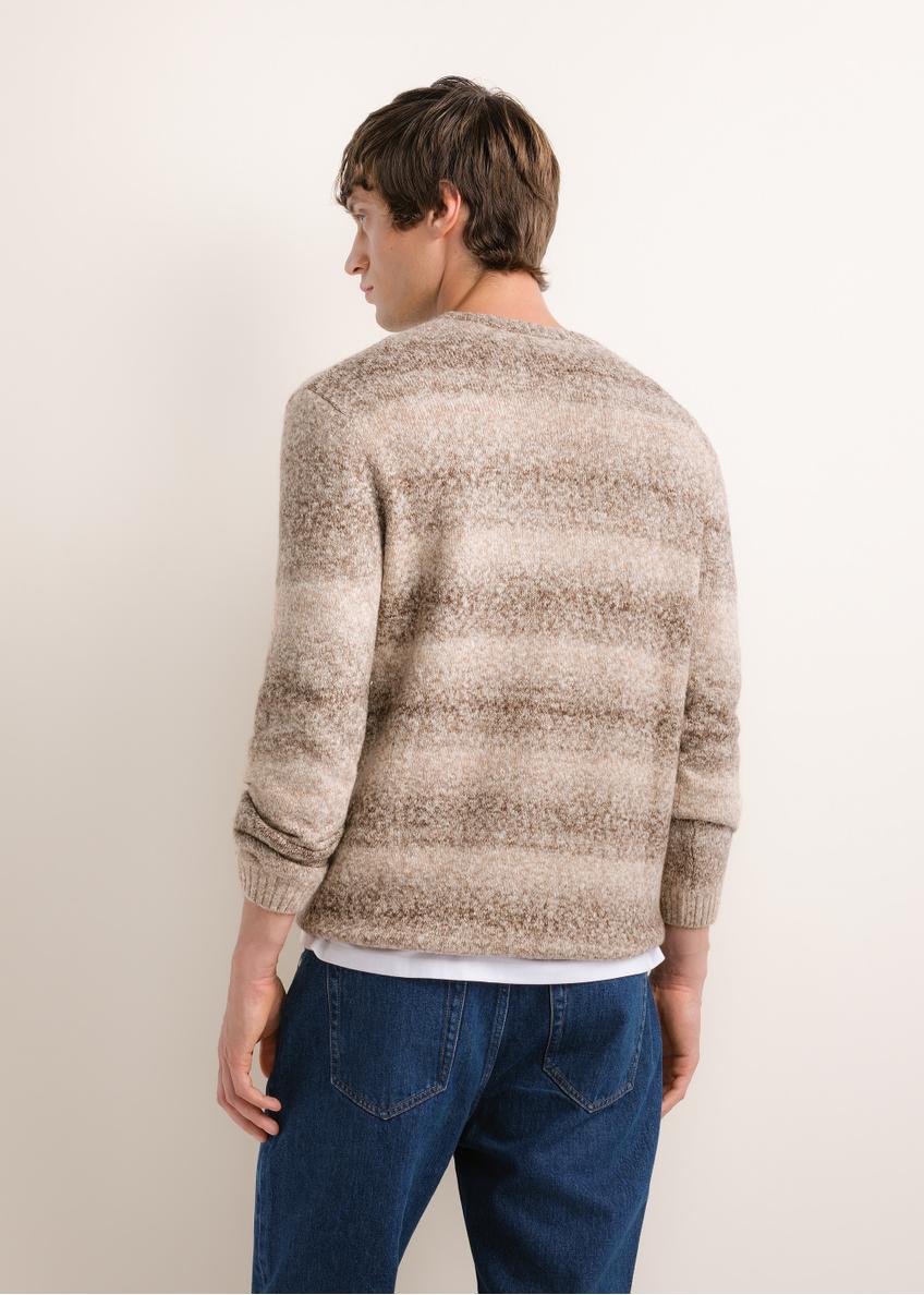 Brown men's striped sweater SWEMT-0219-1I(Z26)