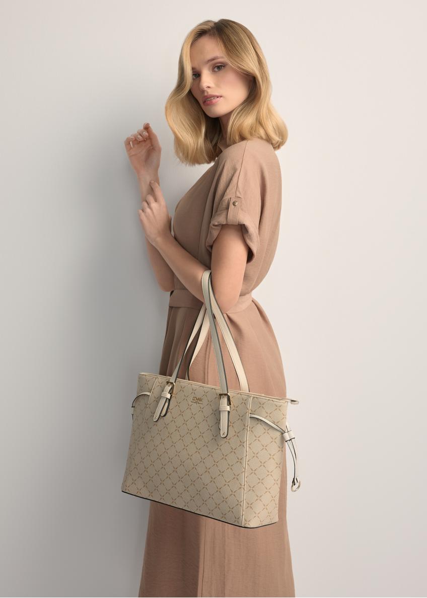 Cream monogram shopper bag TOREC-1029-0P(W26)