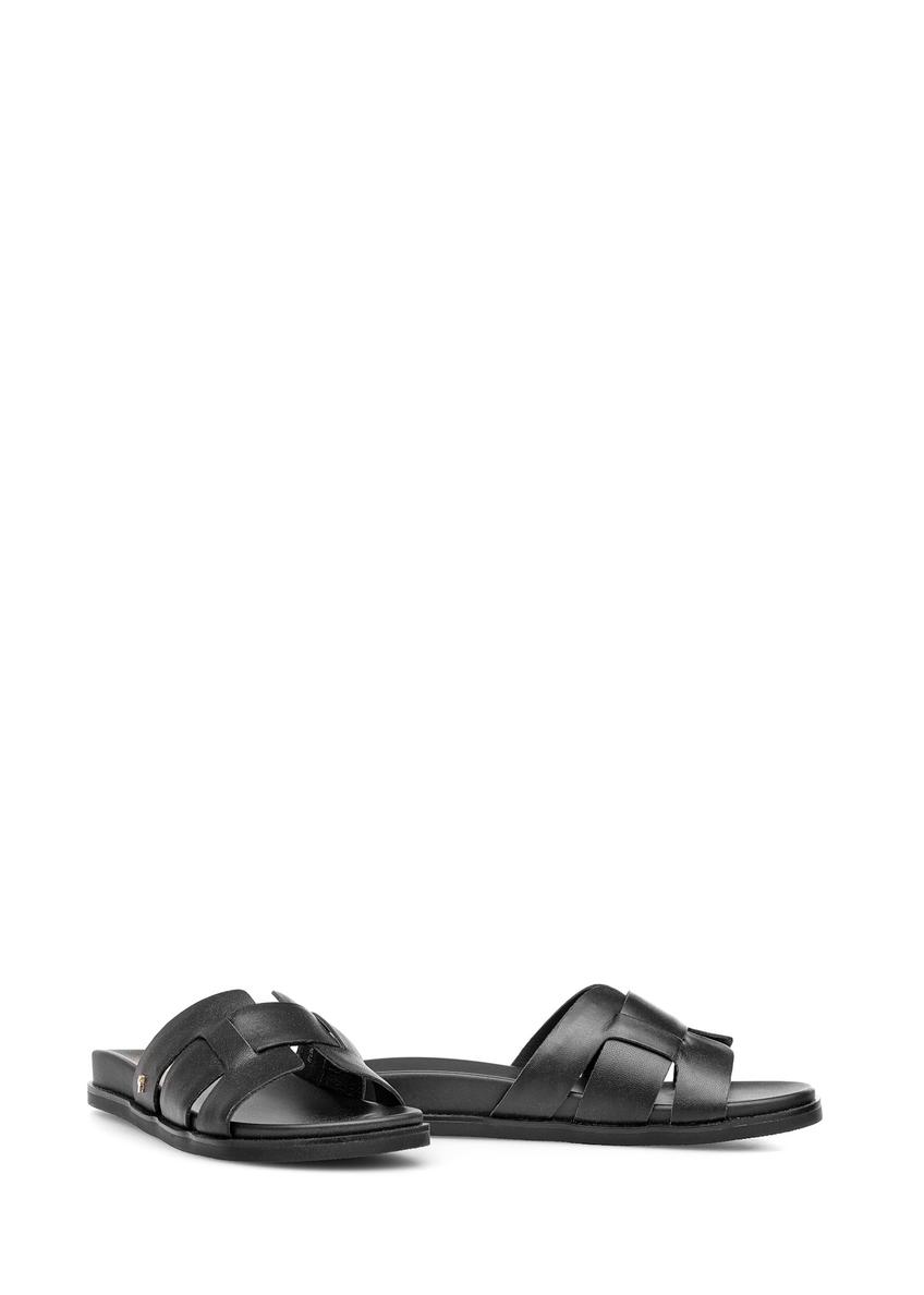 Black leather women's flip-flops BUTYD-1163-99(W25)