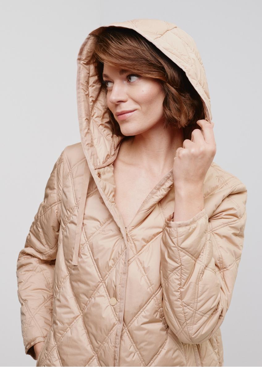 Beige quilted insulated jacket for women KURDT-0510-81(W24)-01