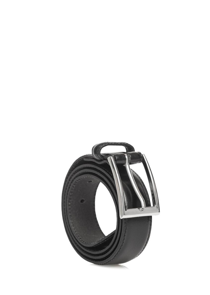 Black leather men's belt PASMS-0244-99(Z24)