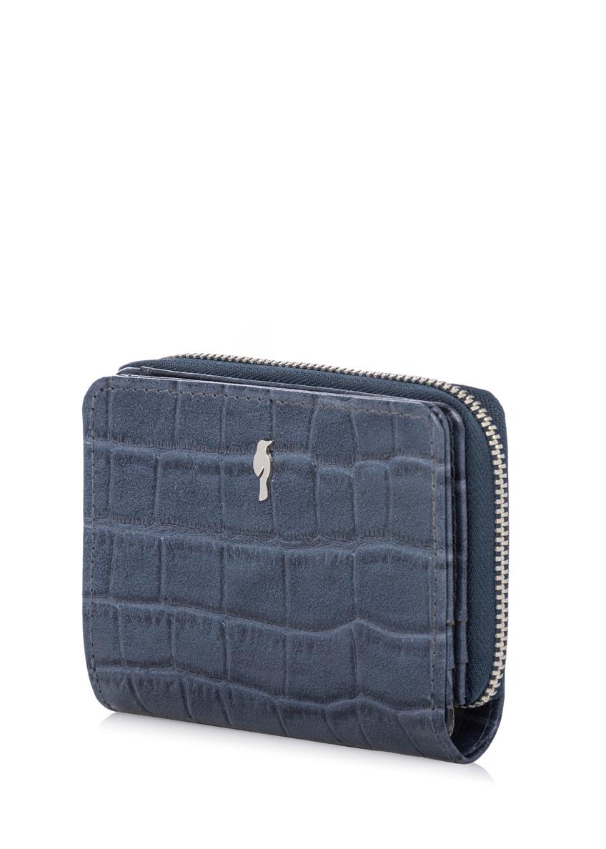 Navy blue women's croco wallet PORES-0888-7D(W26)