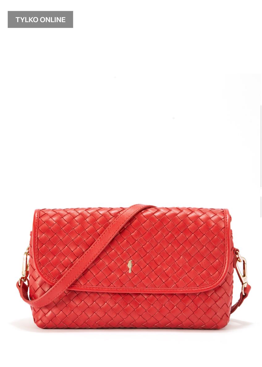 Red small woven leather handbag TORES-1108-42(W25)