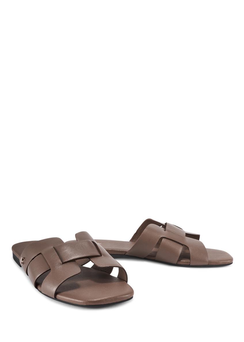 Women's flip-flops with braid in cool brown color BUTYD-0904D-1K(W26)