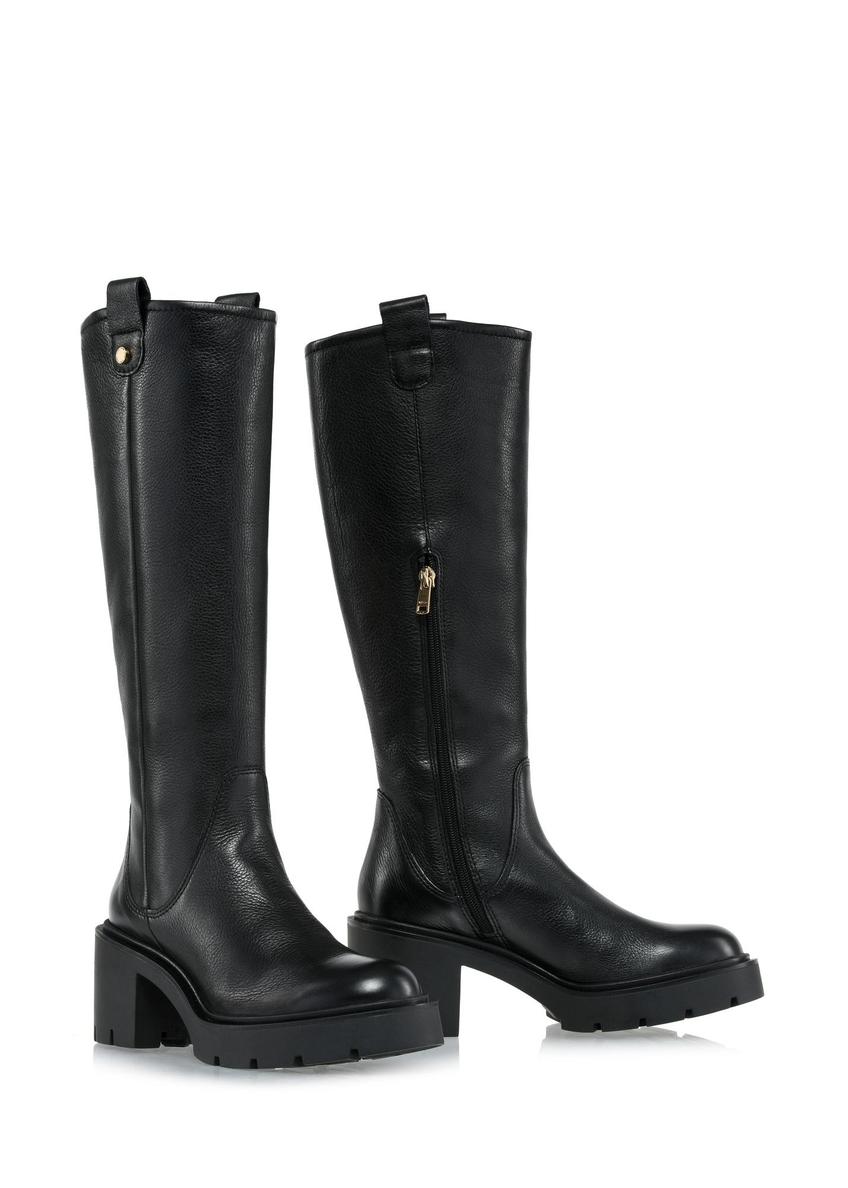 Black leather women's high-heeled boots BUTYD-1096-99(Z24)