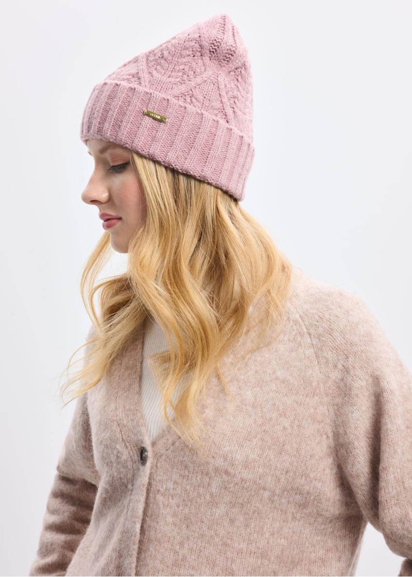 Women's winter hat in dirty pink CZADT-0191-31(Z24)