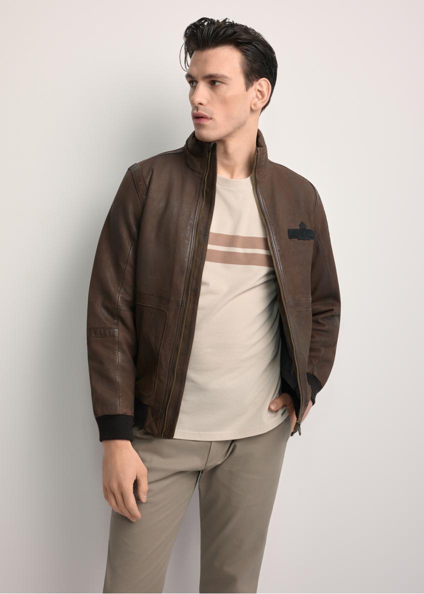 Men's brown leather jacket KURMS-0383-2876(Z25)