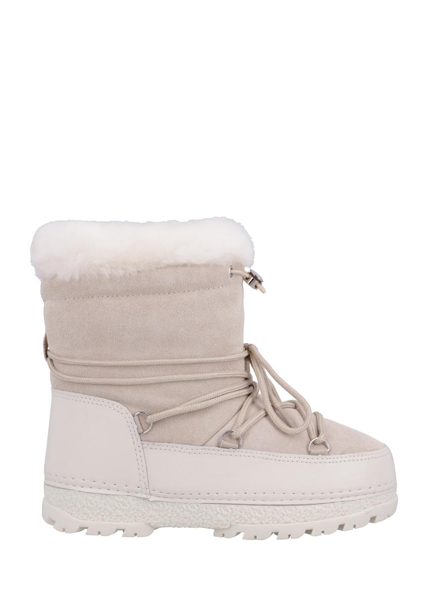 Cream women's snow boots BUTYD-1315-0C(Z26), side view of the product on a white background.