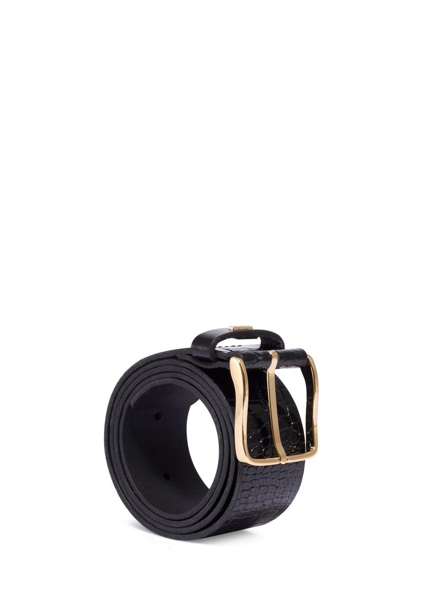 Black croco leather women's belt PASDS-0357-9G(Z26)