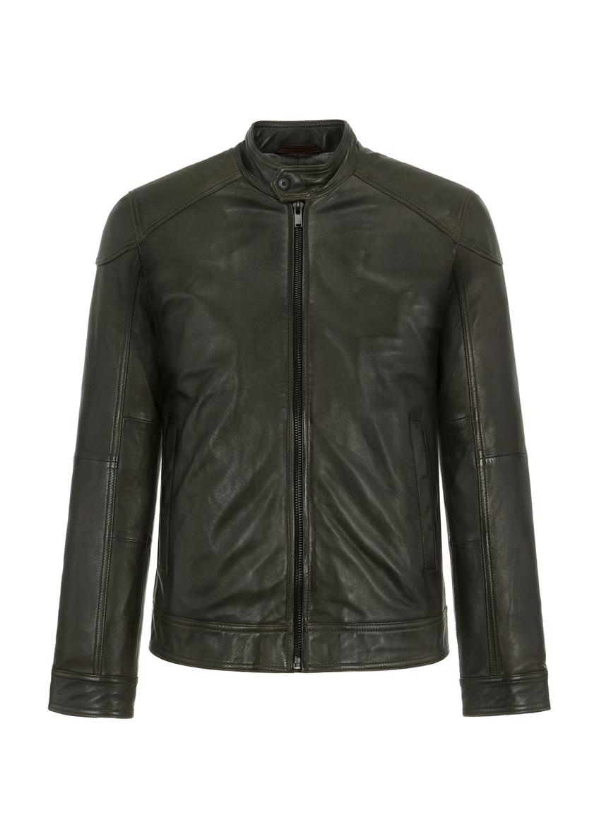 Dark green leather jacket for men KURMS-0301-1285(W23)-03