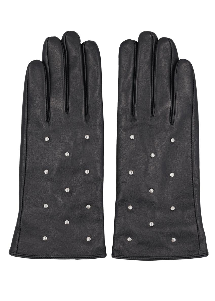 Black suede women's gloves REKDS-0103-99(Z26)