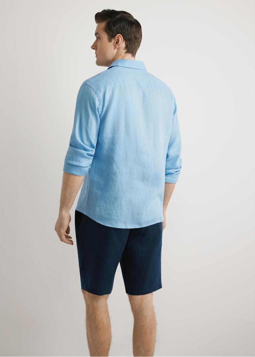 Blue linen men's shirt KOSMT-0321A-7B(W26)