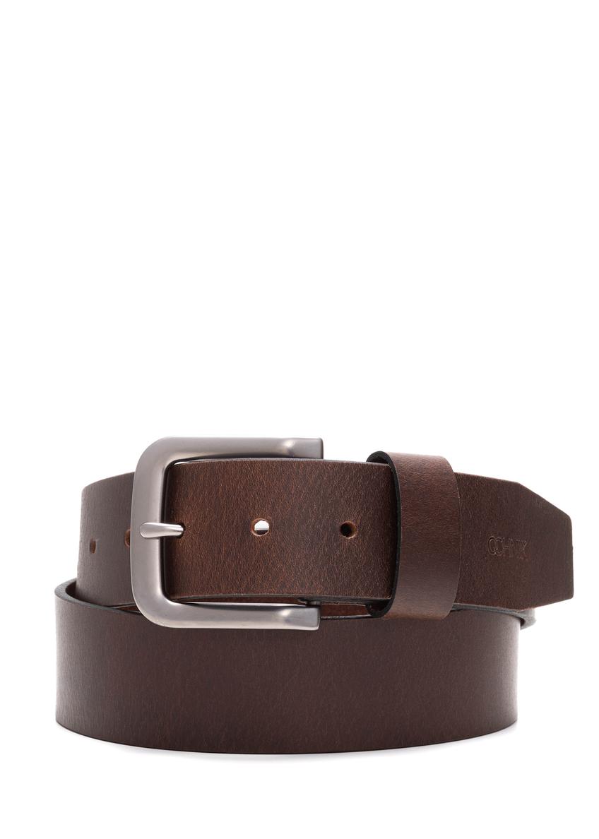 Brown leather women's belt PASDS-0312A-89(Z25), front product view on white background.