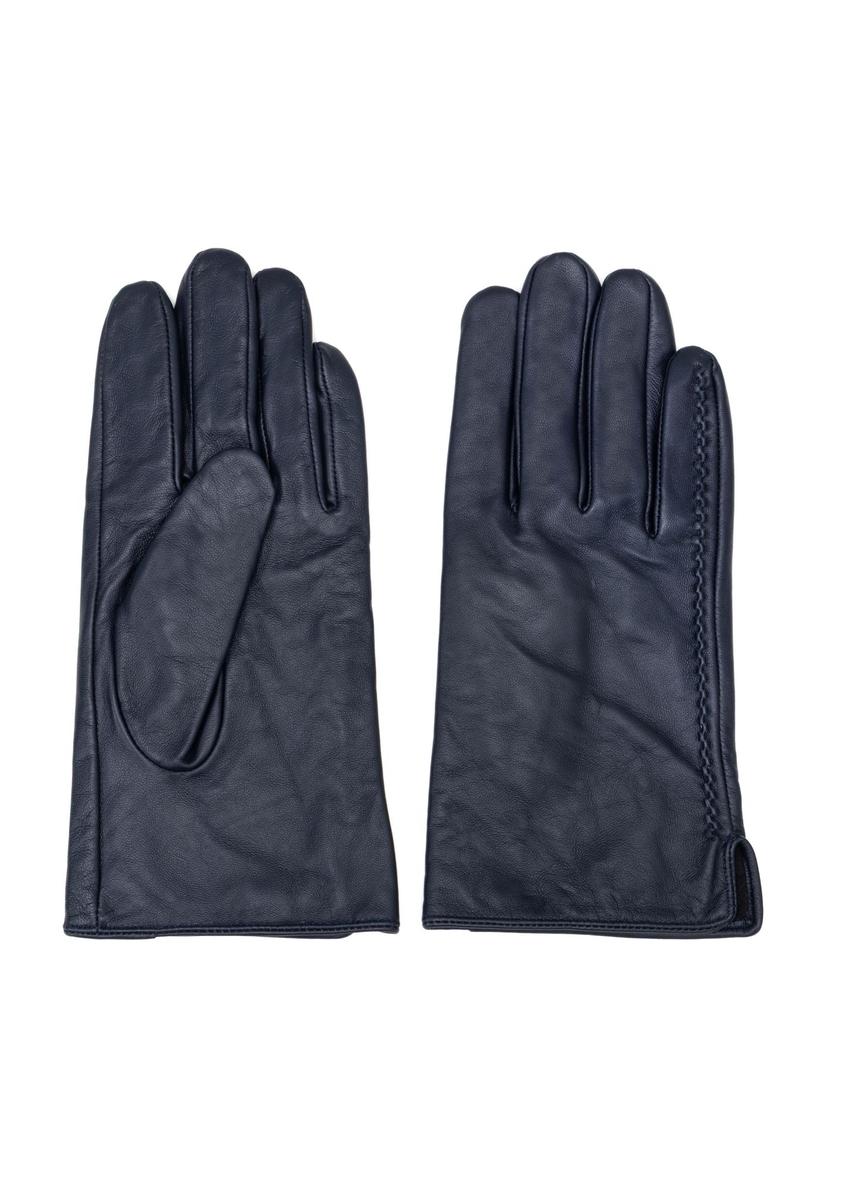 Navy blue men's leather gloves REKMS-0001A-69(Z25)