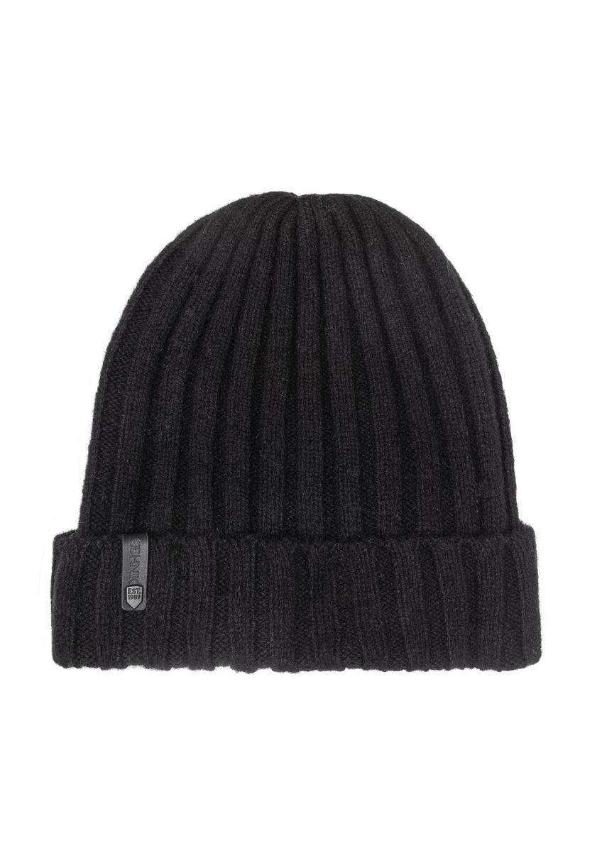 Men's black winter cap CZAMT-0033-99(Z24)