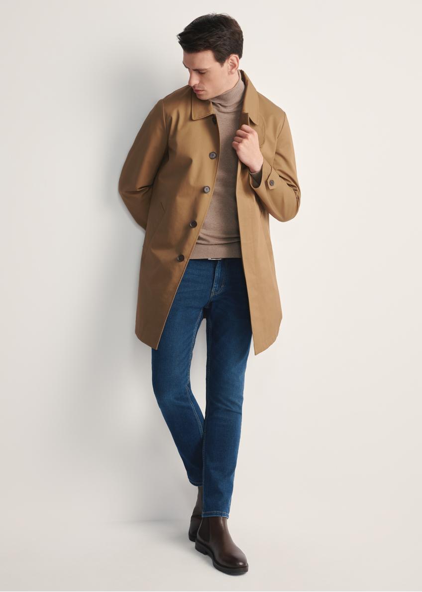 Men's jacket in light brown color KURMT-0397-89(Z25), product visible from the front on the model, the entire silhouette is visible.