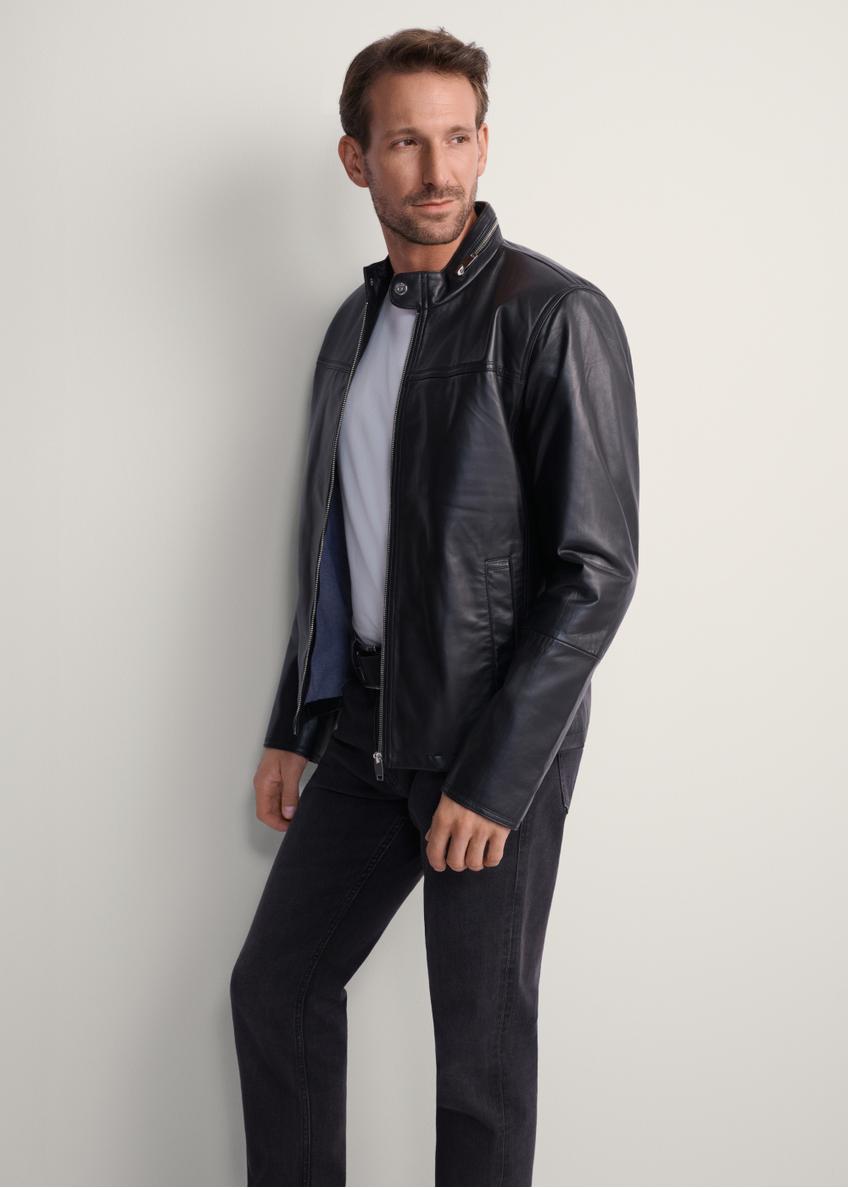 Men's leather jacket with stand-up collar KURMS-0261-5491(KS)