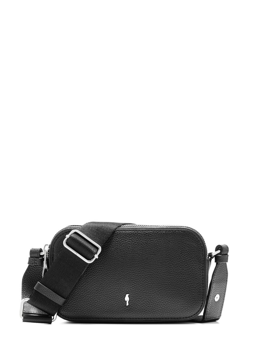 Black leather mini women's handbag TORES-1198-99(Z25), front product view on white background.