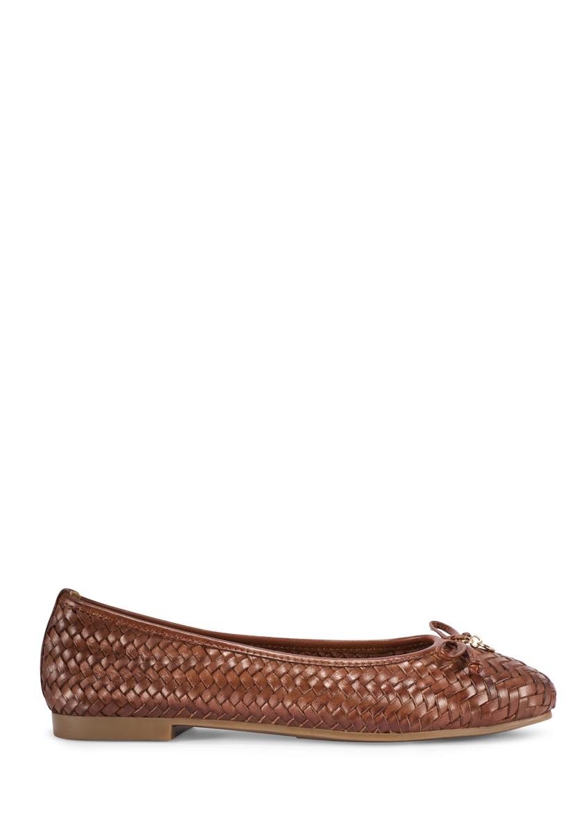 Brown braided women's ballet flats BUTYD-1249-1H(W26)