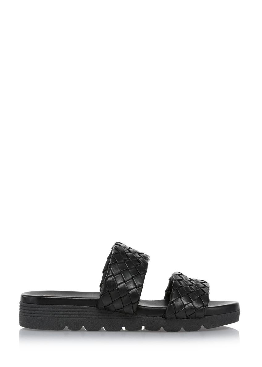 Black leather platform flip-flops BUTYD-1063-99(W24)-06