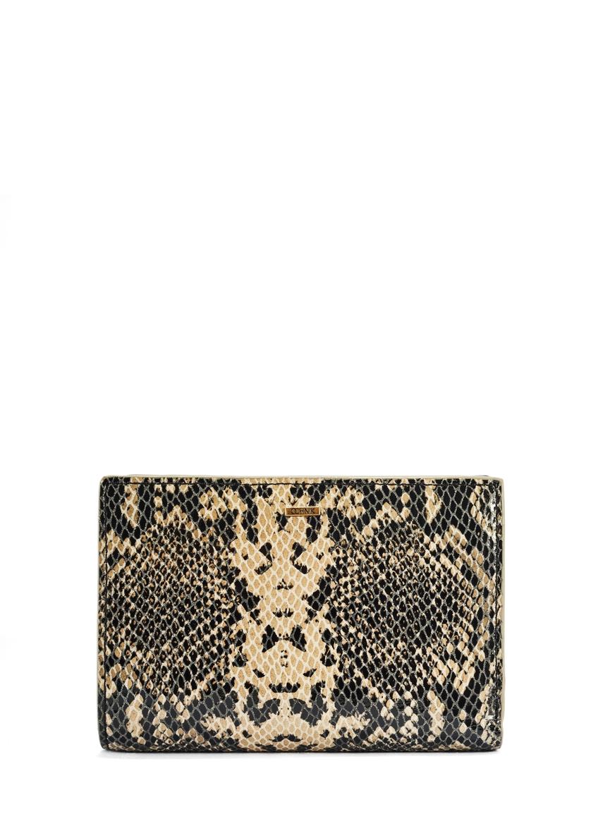 Medium animal print leather wallet PORES-0950-81(W25) - front product view on white background.