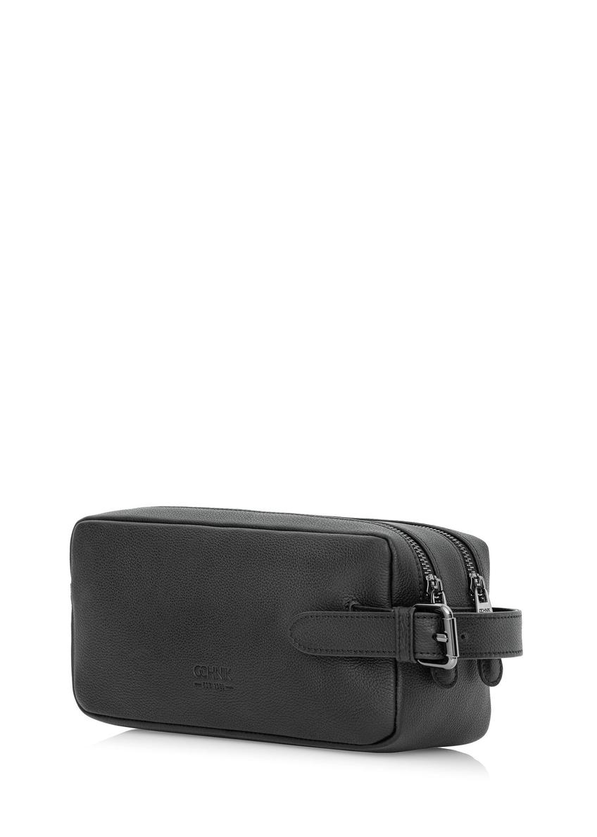 Black leather men's cosmetic bag TORMS-0412R-99(W25)