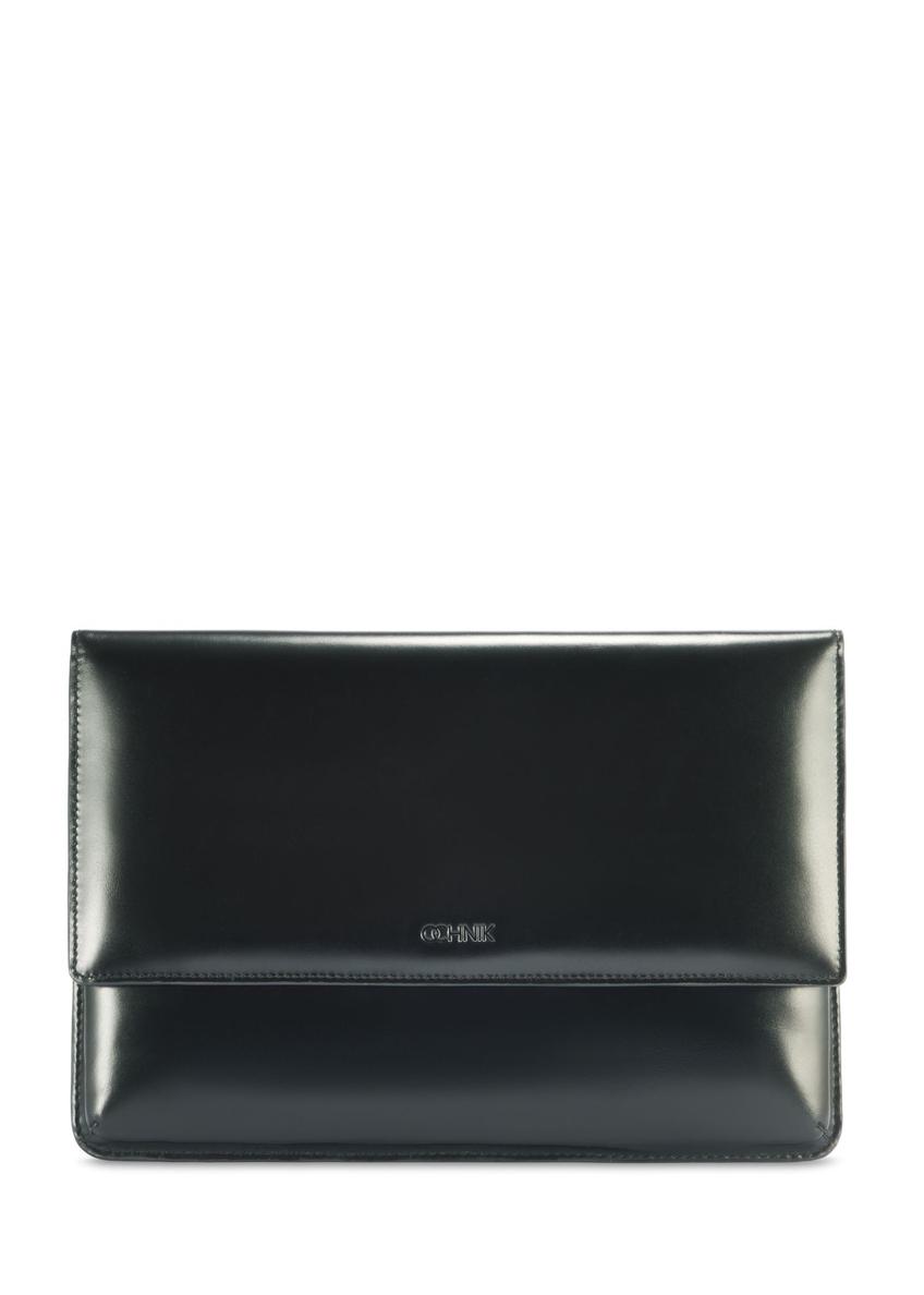 Black small leather men's briefcase TORMS-0469-99(Z25) - front product view on white background.