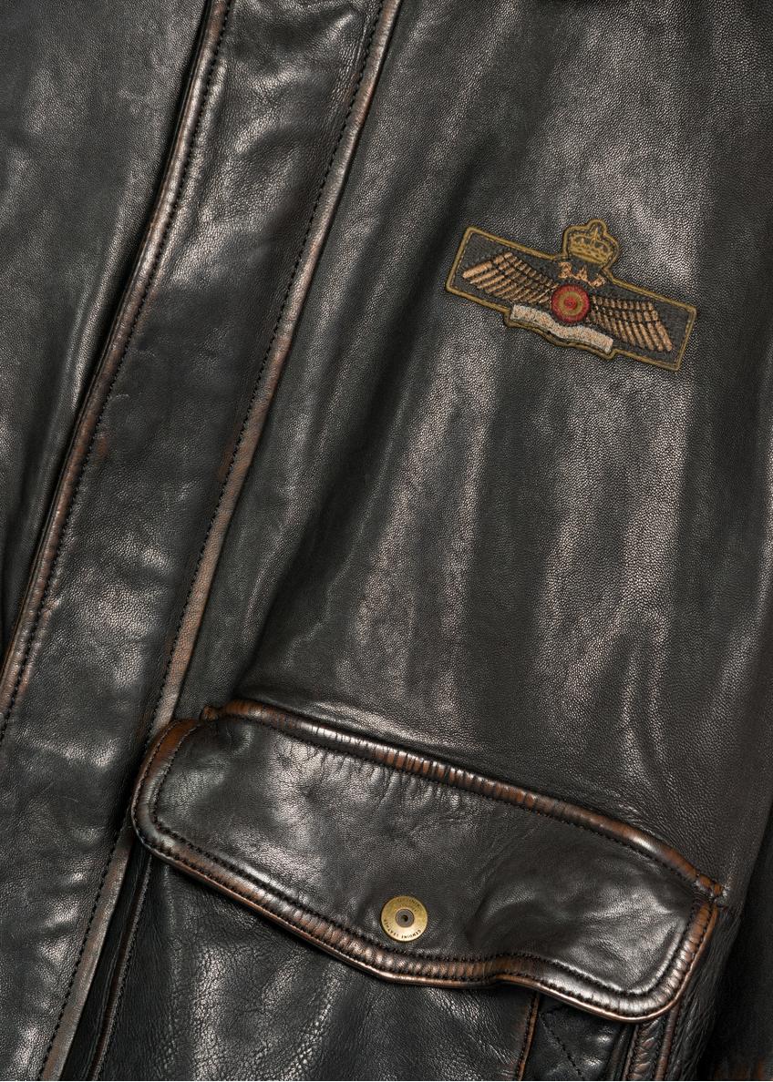 Brown leather jacket with collar KURMS-0380-2877(Z25)