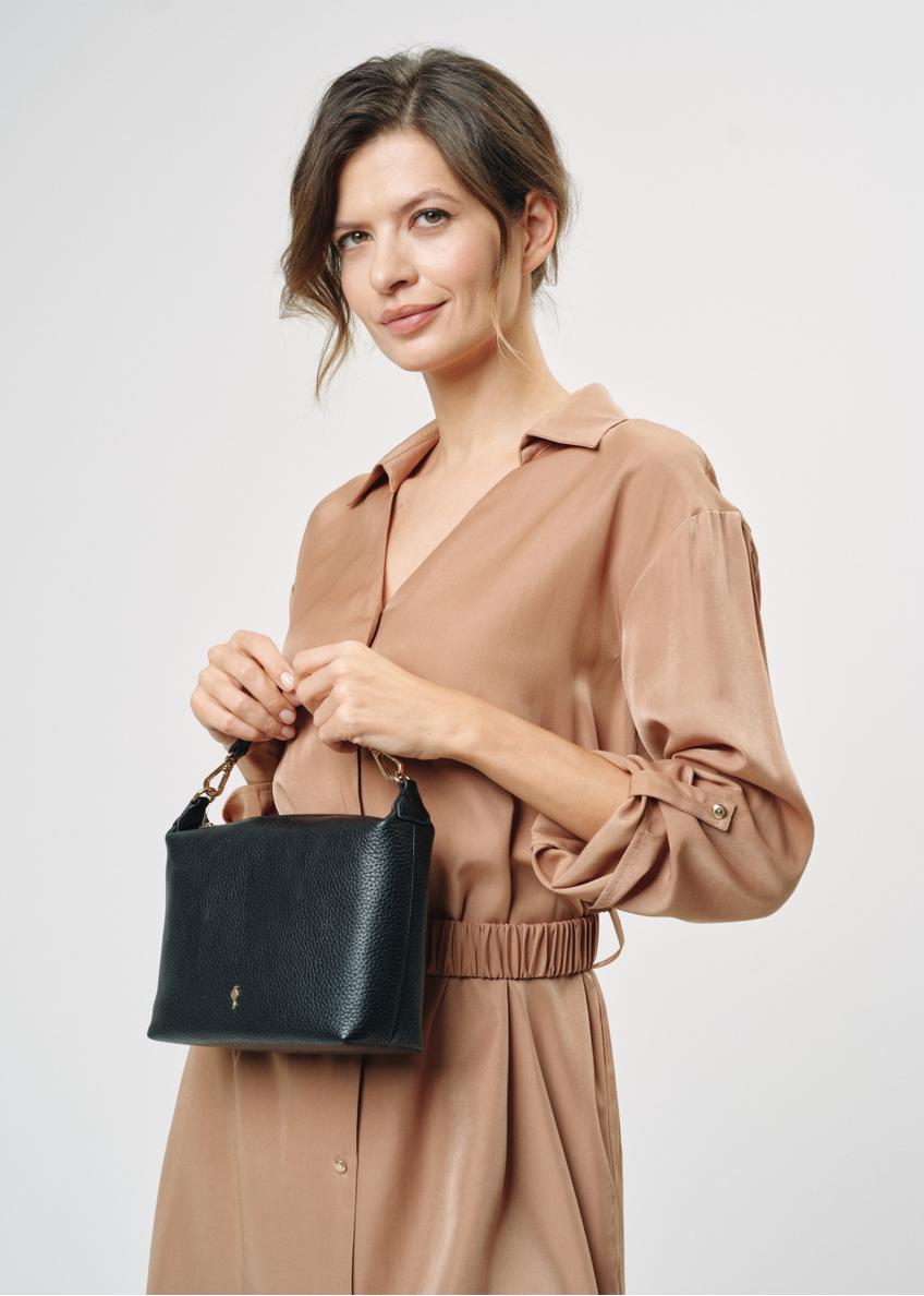 Black leather single compartment handbag TORES-0981-99(W24)