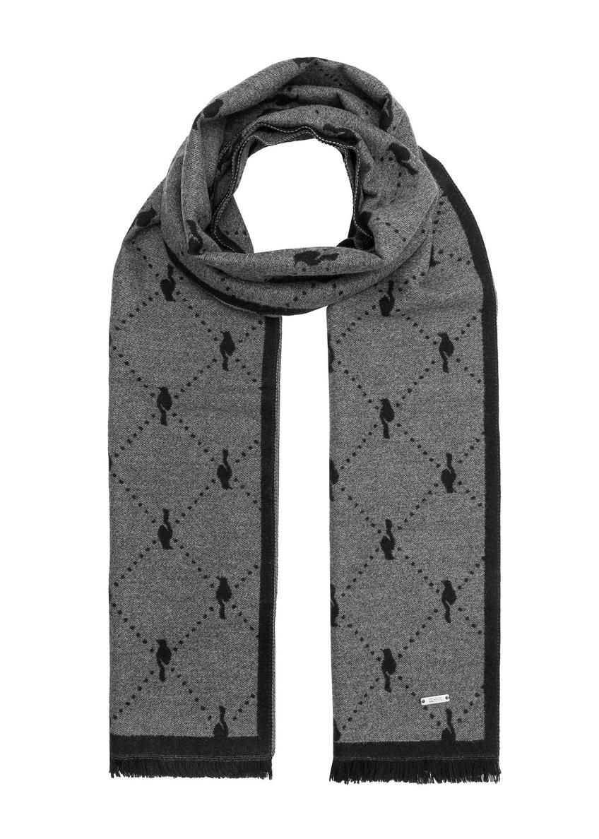 Double-sided gray women's scarf SZADT-0158-95(Z25), product view from the front on a white background.