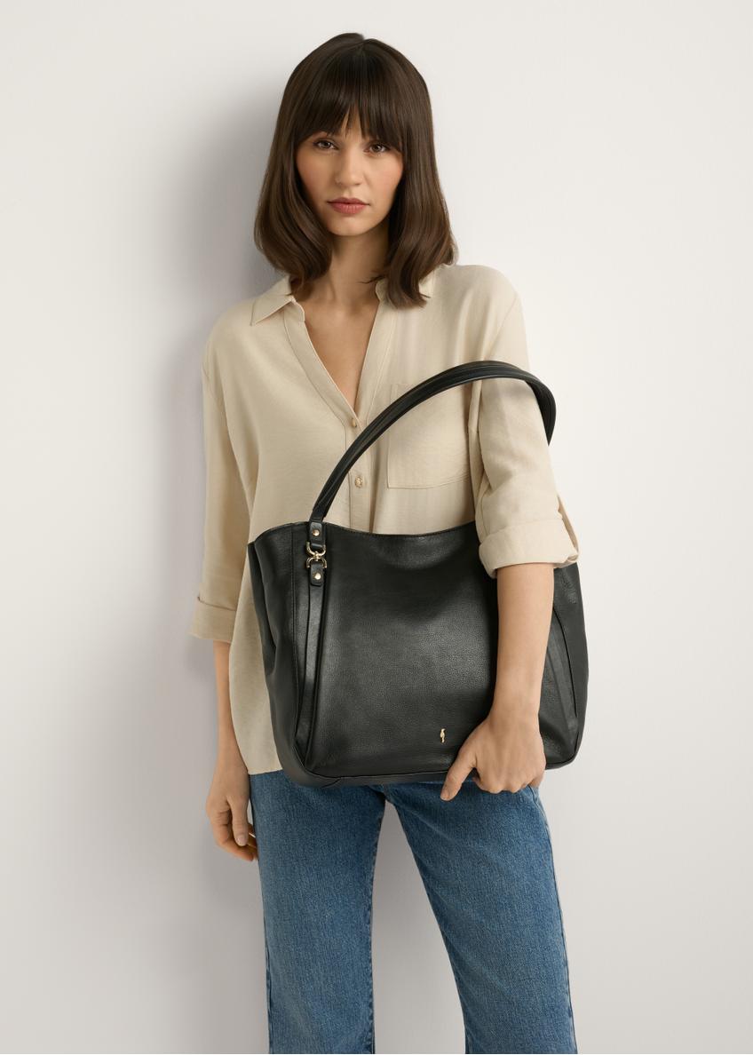 Black leather shopper bag TORES-1223-99(W26)