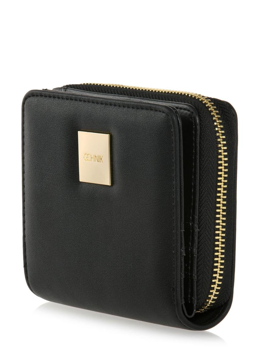 Small black women's wallet with logo POREC-0366A-99(W25)