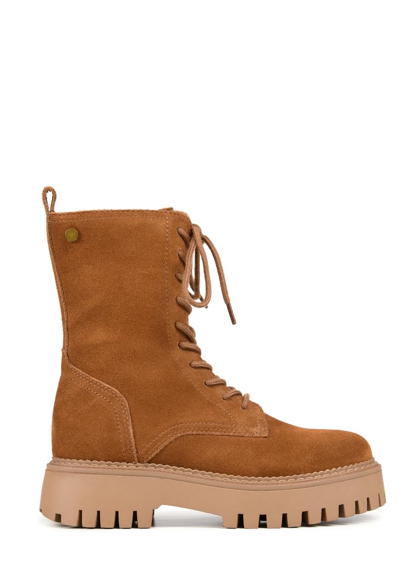 Brown leather women's ankle boots BUTYD-1004-88(Z25)