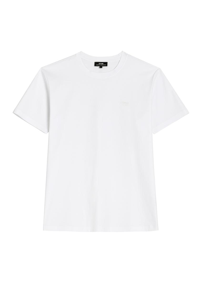 Men's white mercerized cotton t-shirt TSHMT-0156-0A(Z26)