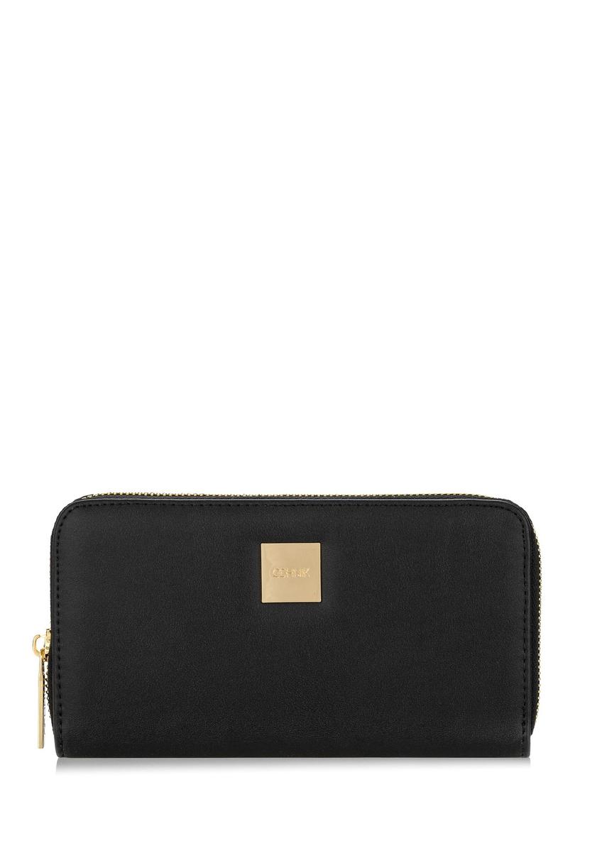 Large black women's wallet with logo POREC-0368-99(W24)-08