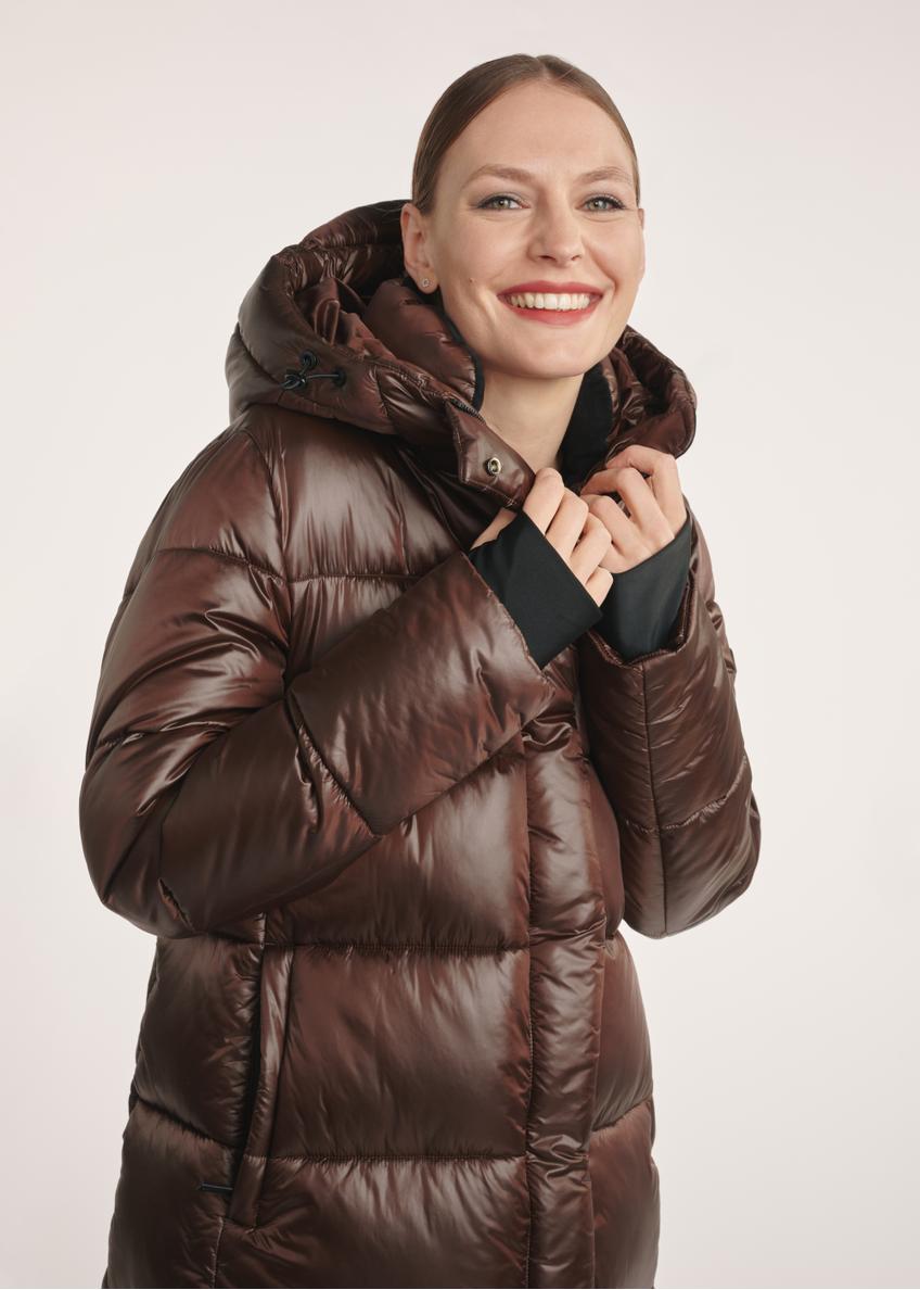 Brown long winter women's jacket KURDT-0531-89(Z25)