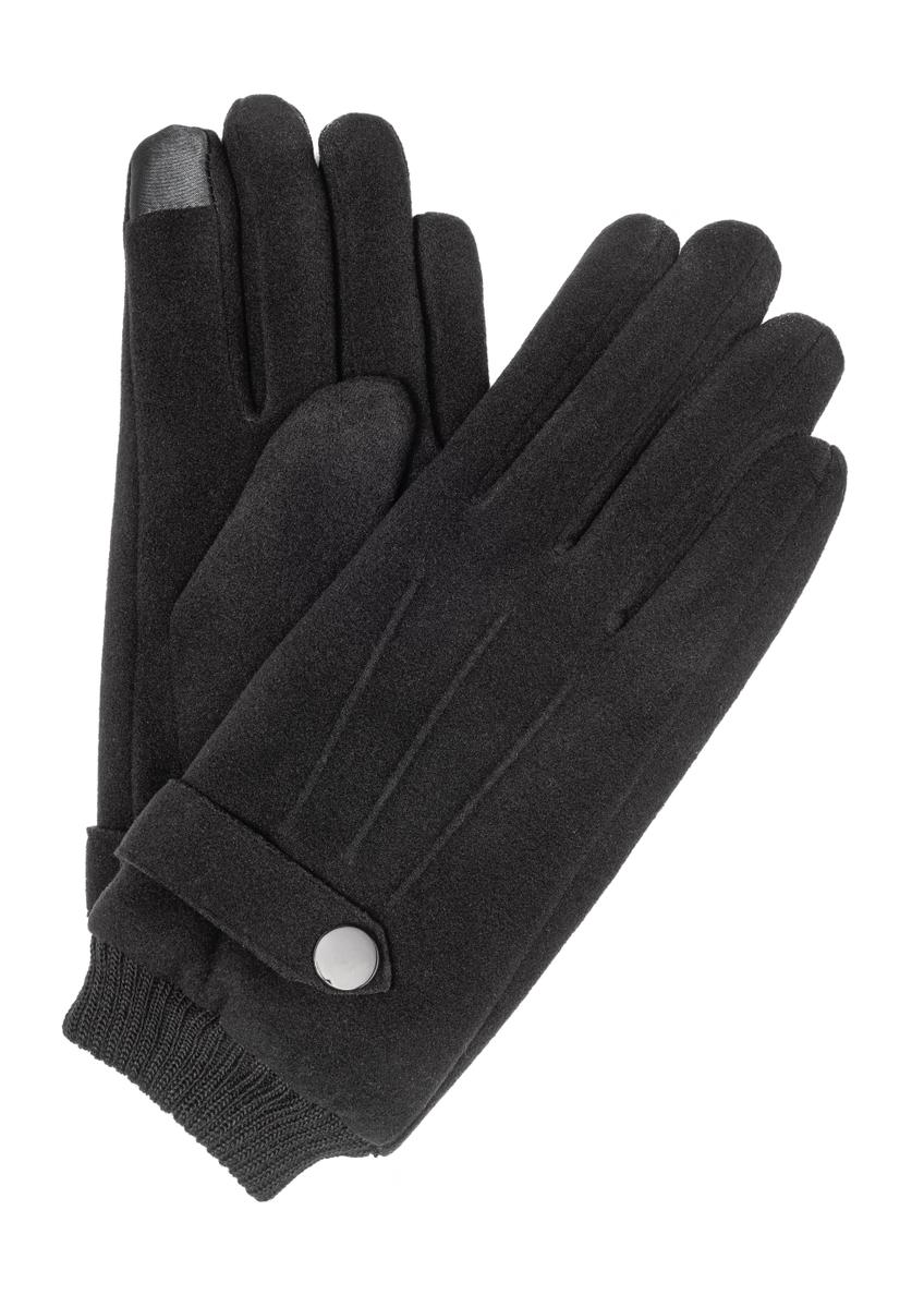 Black insulated men's gloves REKMT-0004-99(Z26) - product view from above, on a white background.