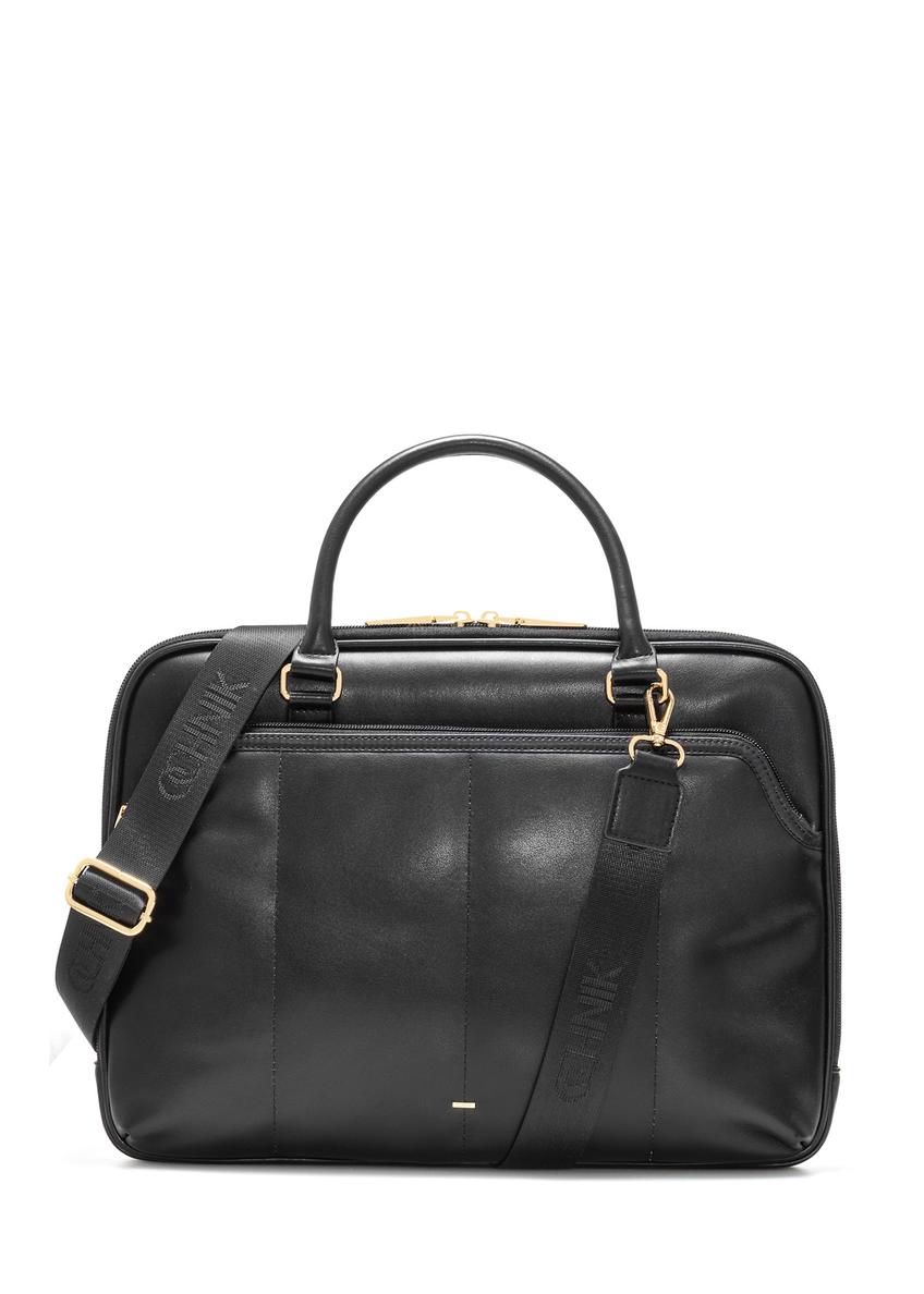 Black women's imitation leather briefcase TOREC-1106-99(Z25), front product view on white background.
