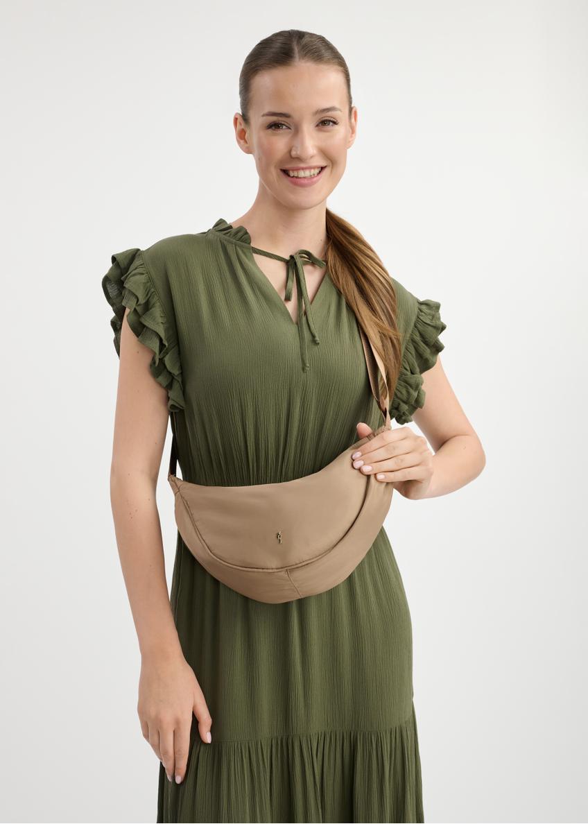 Beige semi-circular shoulder bag TOREN-0315-81(W25)
