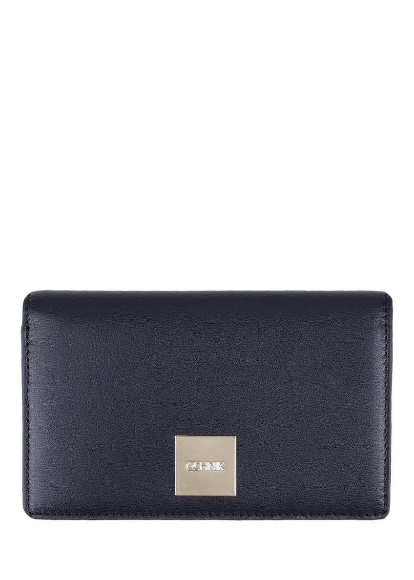Black large leather women's wallet PORES-1011-99(Z26) - front product view, on white background.