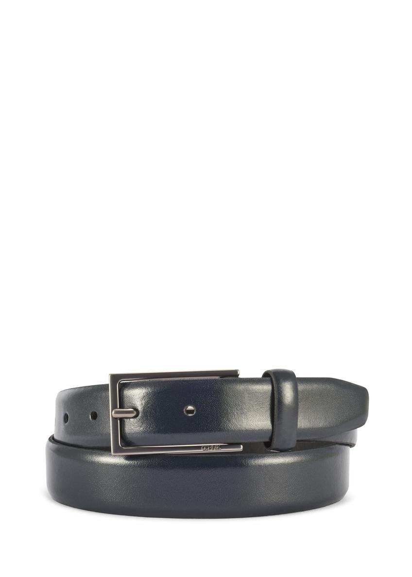 Navy blue men's leather belt PASMS-0256-7E(Z26)