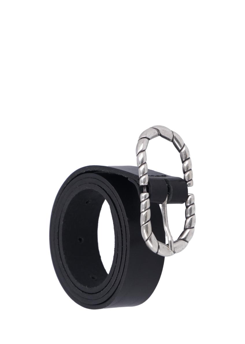 Black leather belt with decorative buckle PASDS-0354-99(Z26)