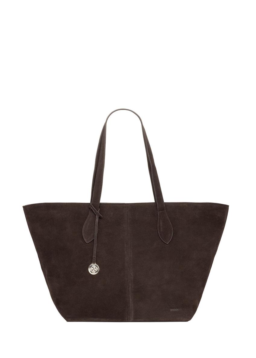 Brown women's shopper bag TORES-1407-1I(Z26) - front product view, on white background.