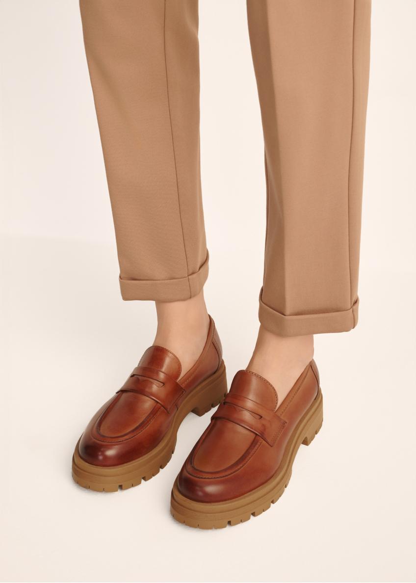 Women's brown leather moccasins BUTYD-1187-87(Z25)
