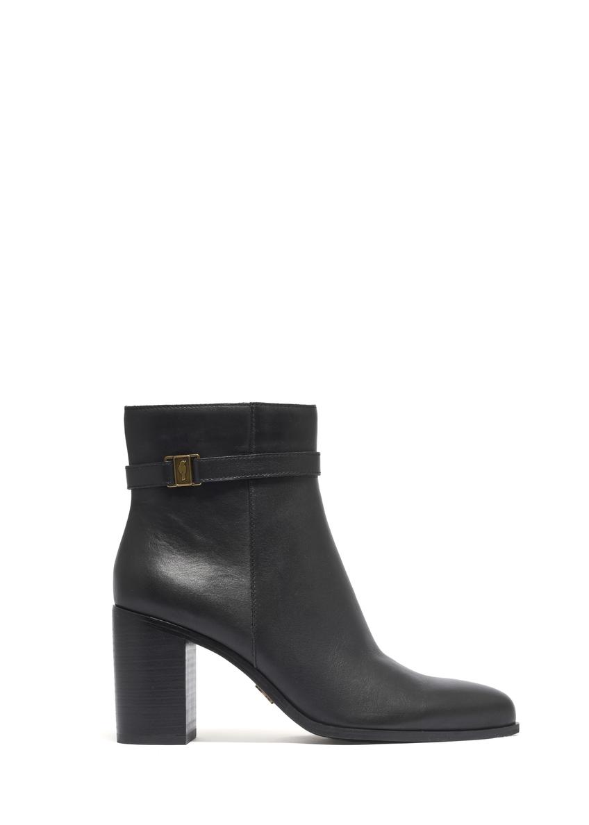 Black women's ankle boots with logo BUTYD-1214-99(Z26)